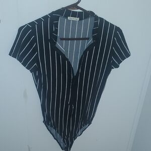 Heart Hips Monochrome Striped Bodysuit